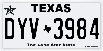TX license plate DYV3984