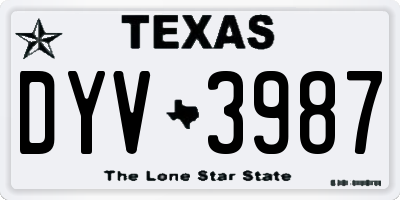TX license plate DYV3987