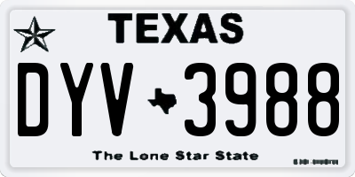 TX license plate DYV3988
