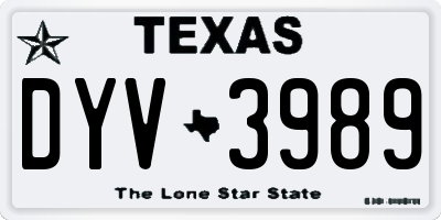 TX license plate DYV3989