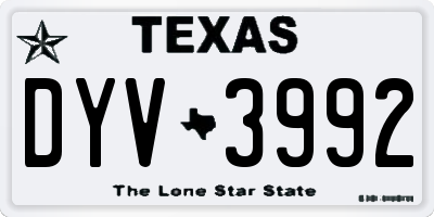 TX license plate DYV3992