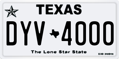 TX license plate DYV4000