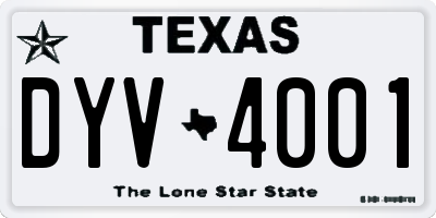 TX license plate DYV4001