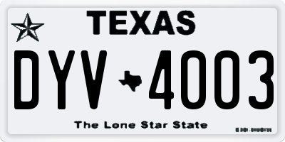TX license plate DYV4003
