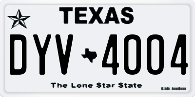 TX license plate DYV4004
