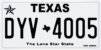 TX license plate DYV4005