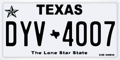 TX license plate DYV4007