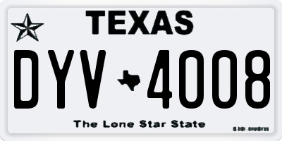 TX license plate DYV4008