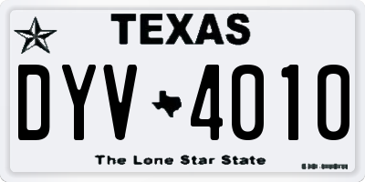 TX license plate DYV4010