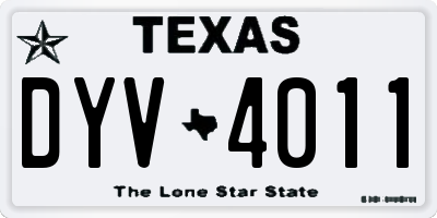 TX license plate DYV4011