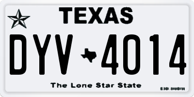 TX license plate DYV4014