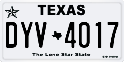 TX license plate DYV4017