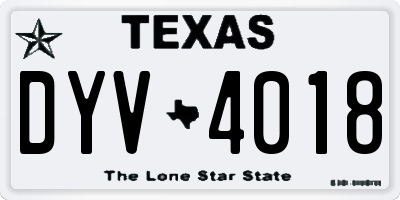 TX license plate DYV4018