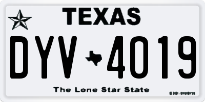 TX license plate DYV4019