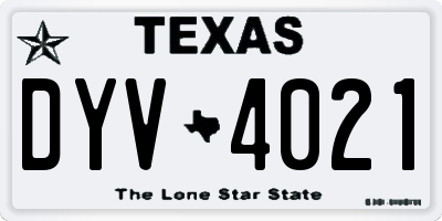 TX license plate DYV4021