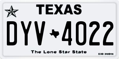 TX license plate DYV4022