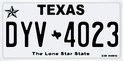 TX license plate DYV4023