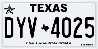 TX license plate DYV4025
