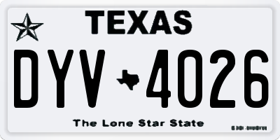 TX license plate DYV4026