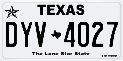 TX license plate DYV4027