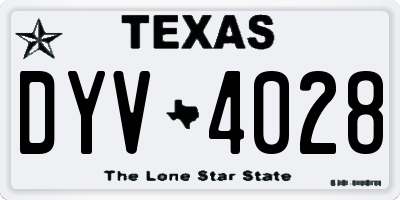 TX license plate DYV4028