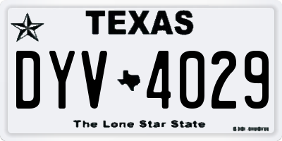 TX license plate DYV4029