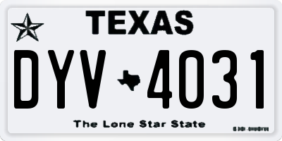 TX license plate DYV4031