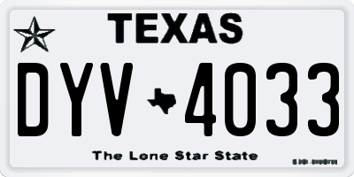TX license plate DYV4033