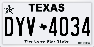 TX license plate DYV4034