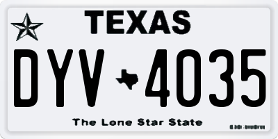 TX license plate DYV4035