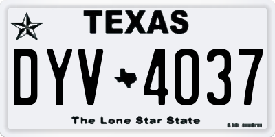 TX license plate DYV4037