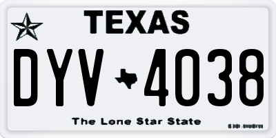 TX license plate DYV4038