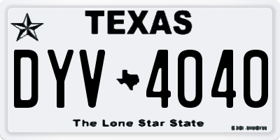 TX license plate DYV4040