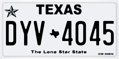 TX license plate DYV4045