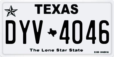 TX license plate DYV4046