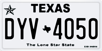TX license plate DYV4050