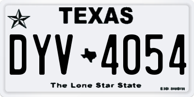 TX license plate DYV4054
