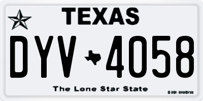 TX license plate DYV4058