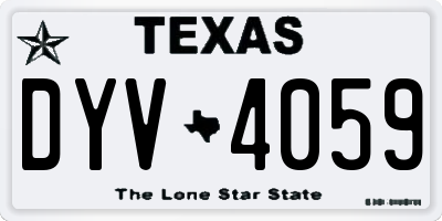 TX license plate DYV4059