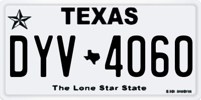 TX license plate DYV4060