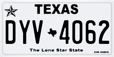 TX license plate DYV4062
