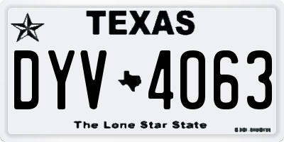 TX license plate DYV4063