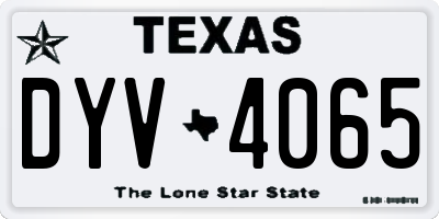 TX license plate DYV4065