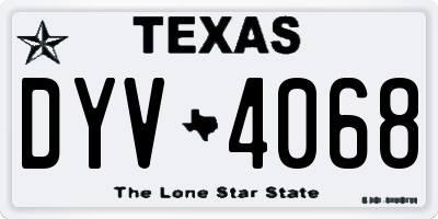 TX license plate DYV4068