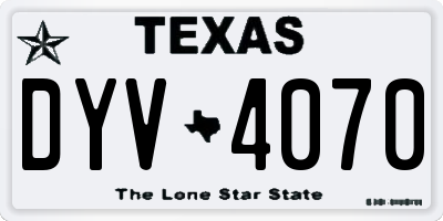 TX license plate DYV4070