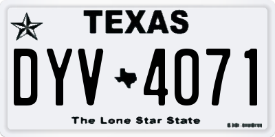 TX license plate DYV4071