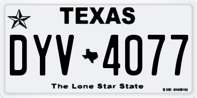 TX license plate DYV4077