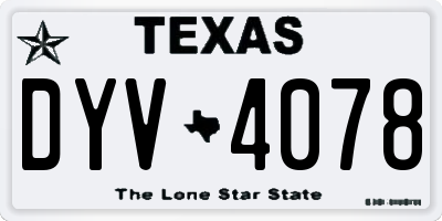 TX license plate DYV4078