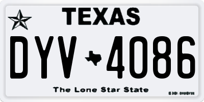 TX license plate DYV4086