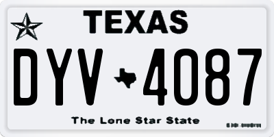 TX license plate DYV4087